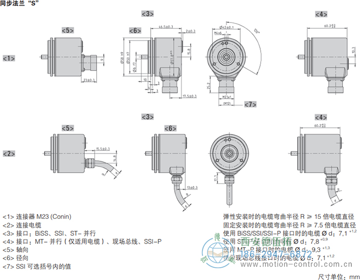 AC58-DeviceNet光電絕對值通用編碼器外形及安裝尺寸(同步法蘭S) - 西安德伍拓自動(dòng)化傳動(dòng)系統(tǒng)有限公司