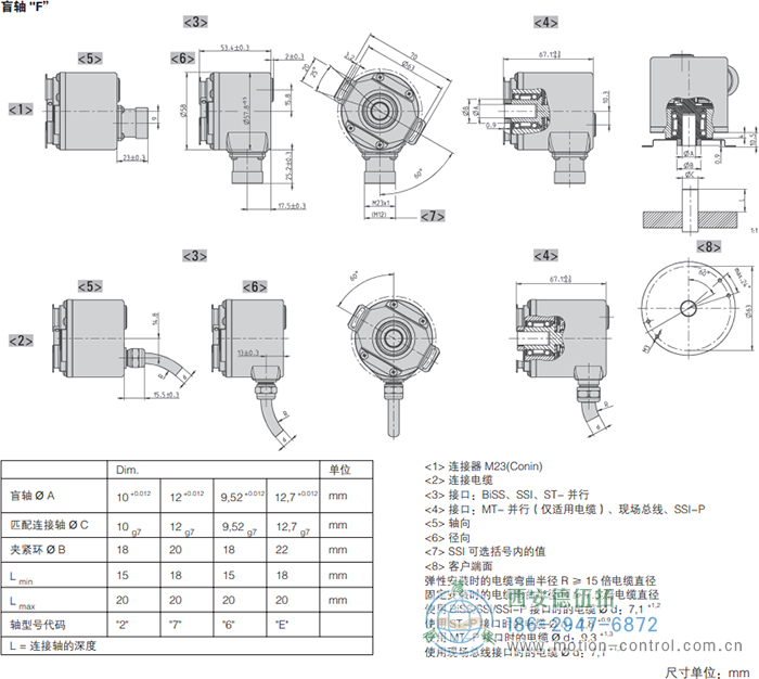 AC58-DeviceNet光電絕對值通用編碼器外形及安裝尺寸(盲軸F) - 西安德伍拓自動(dòng)化傳動(dòng)系統(tǒng)有限公司