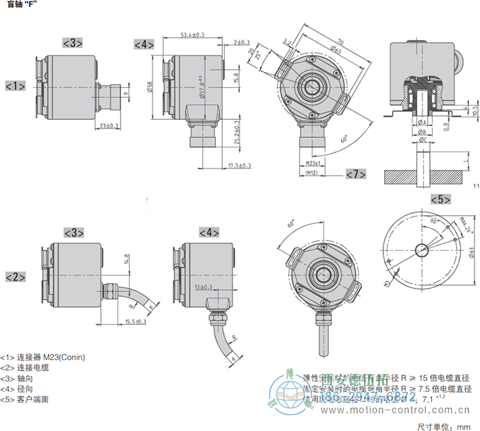 AC58-DeviceNet光電絕對值通用編碼器外形及安裝尺寸(盲軸F) - 西安德伍拓自動(dòng)化傳動(dòng)系統(tǒng)有限公司