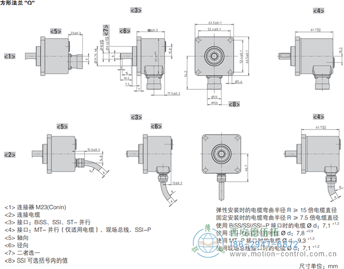 AC58-DeviceNet光電絕對值通用編碼器外形及安裝尺寸(方形法蘭Q) - 西安德伍拓自動(dòng)化傳動(dòng)系統(tǒng)有限公司