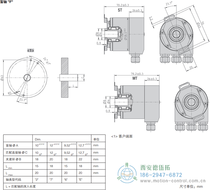 AC58-DeviceNet光電絕對值通用編碼器外形及安裝尺寸(盲軸F) - 西安德伍拓自動(dòng)化傳動(dòng)系統(tǒng)有限公司