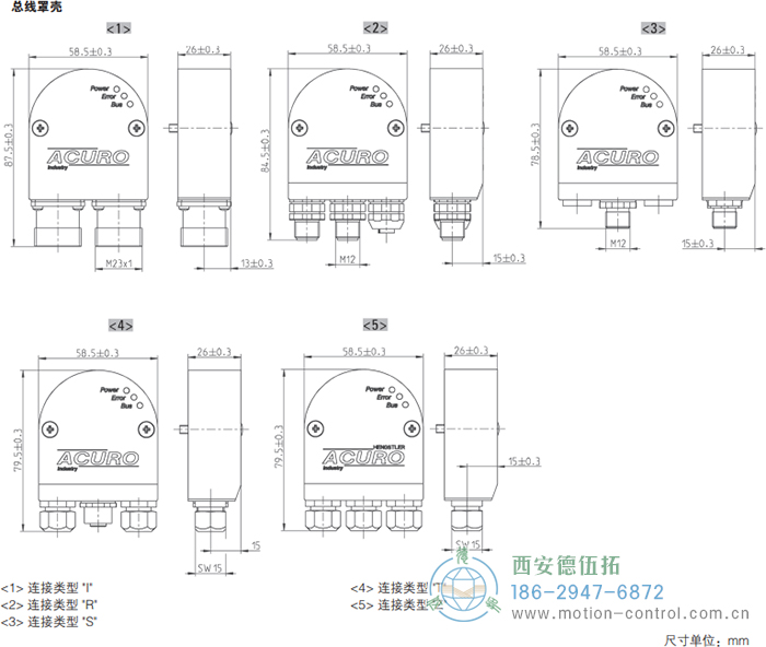 AC58-SUCOnet光電絕對(duì)值通用編碼器外形及安裝尺寸(總罩外殼) - 西安德伍拓自動(dòng)化傳動(dòng)系統(tǒng)有限公司