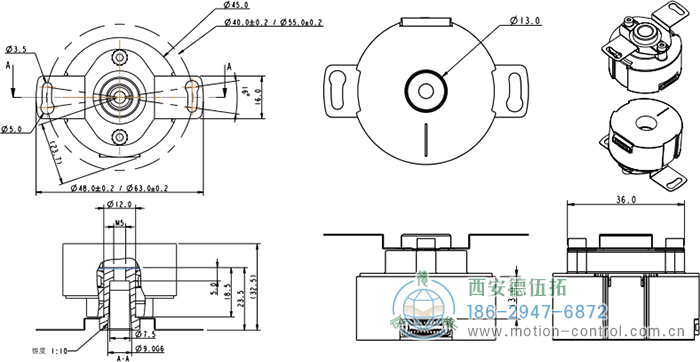 HC18空心軸光電增量電機(jī)反饋編碼器外形及安裝尺寸(錐軸) - 西安德伍拓自動化傳動系統(tǒng)有限公司