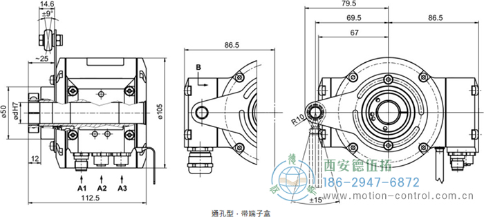 HMG10P-T - EtherCAT絕對(duì)值重載編碼器外形及安裝尺寸(通孔型) - 西安德伍拓自動(dòng)化傳動(dòng)系統(tǒng)有限公司