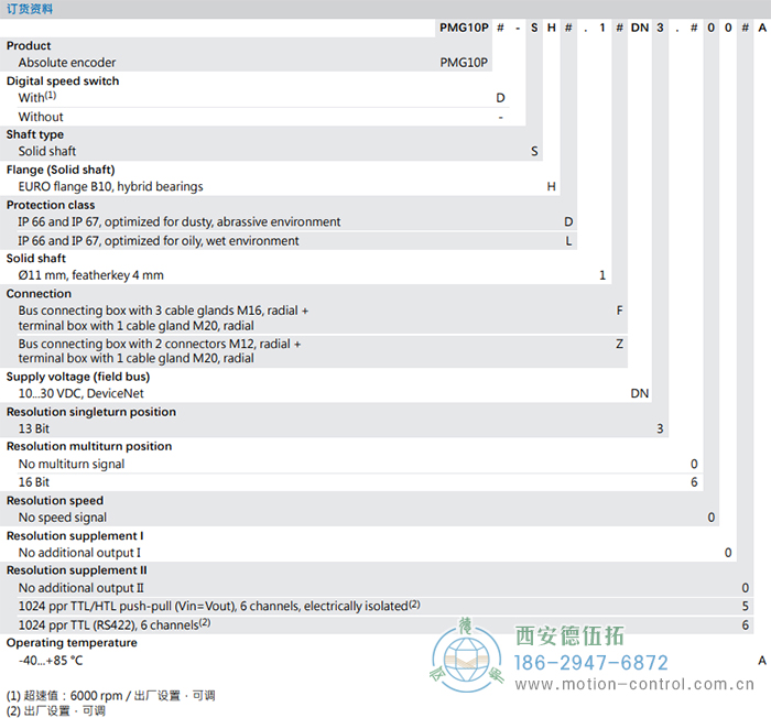 PMG10P - DeviceNet絕對值重載編碼器訂貨選型參考(實(shí)心軸) - 西安德伍拓自動(dòng)化傳動(dòng)系統(tǒng)有限公司