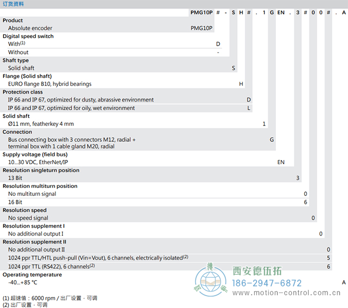 PMG10P - EtherNet/IP絕對值重載編碼器訂貨選型參考(實(shí)心軸) - 西安德伍拓自動(dòng)化傳動(dòng)系統(tǒng)有限公司