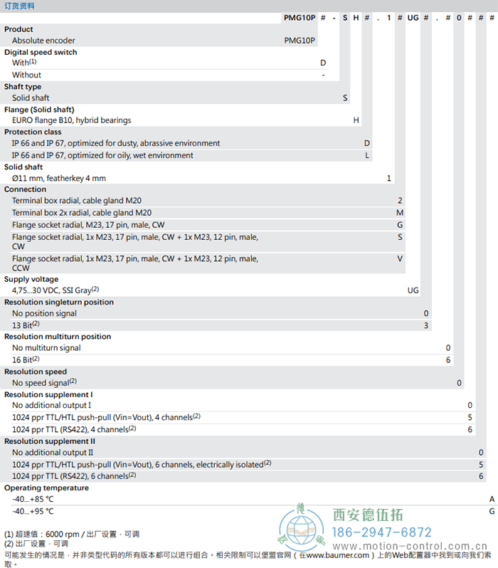 PMG10P - SSI絕對值重載編碼器訂貨選型參考(實(shí)心軸) - 西安德伍拓自動(dòng)化傳動(dòng)系統(tǒng)有限公司