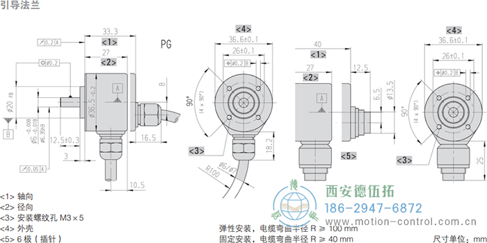 RI36-O實心軸光電增量通用編碼器外形及安裝尺寸(引導法蘭) - 西安德伍拓自動化傳動系統(tǒng)有限公司